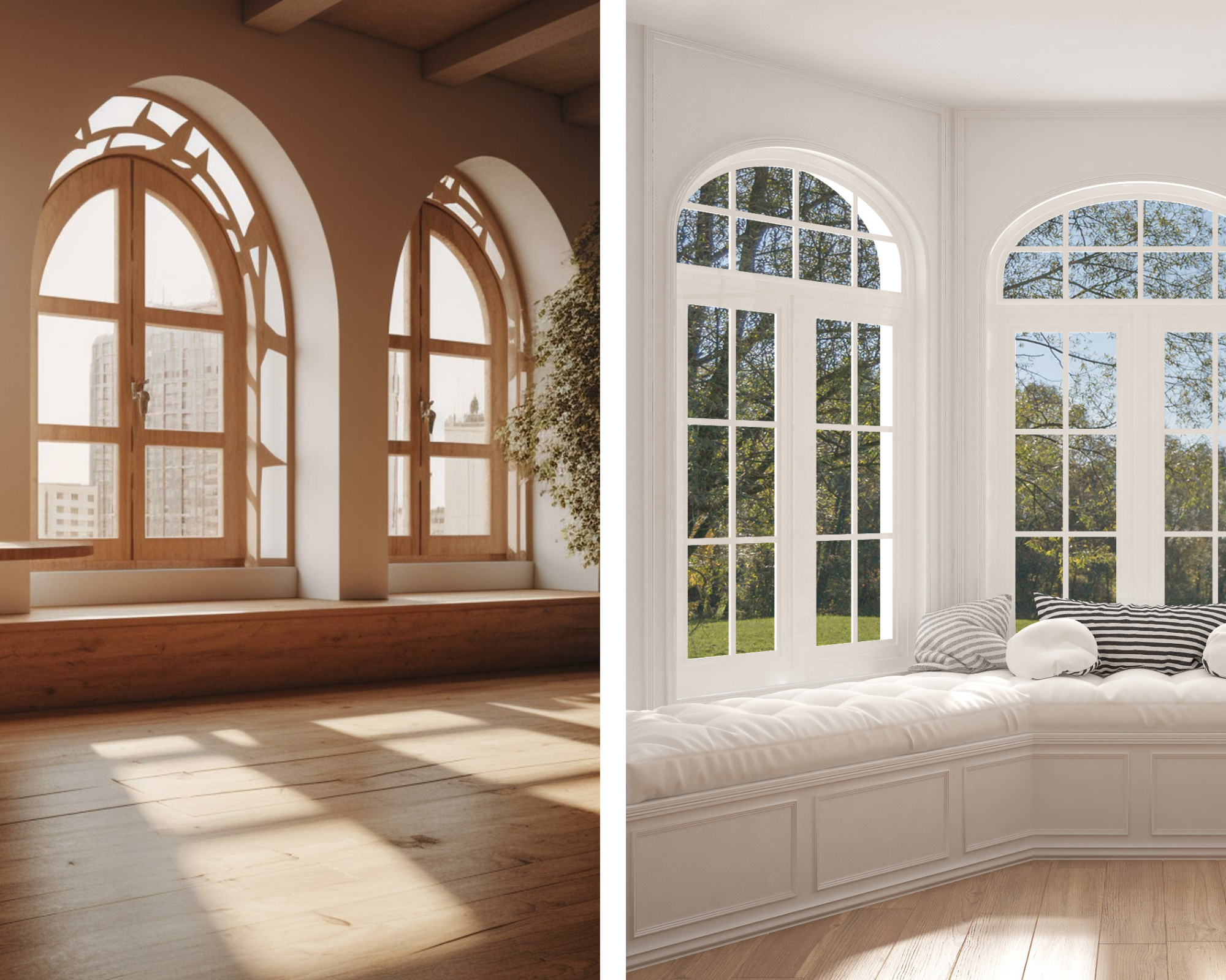 arched timber window, arched window uPVC
