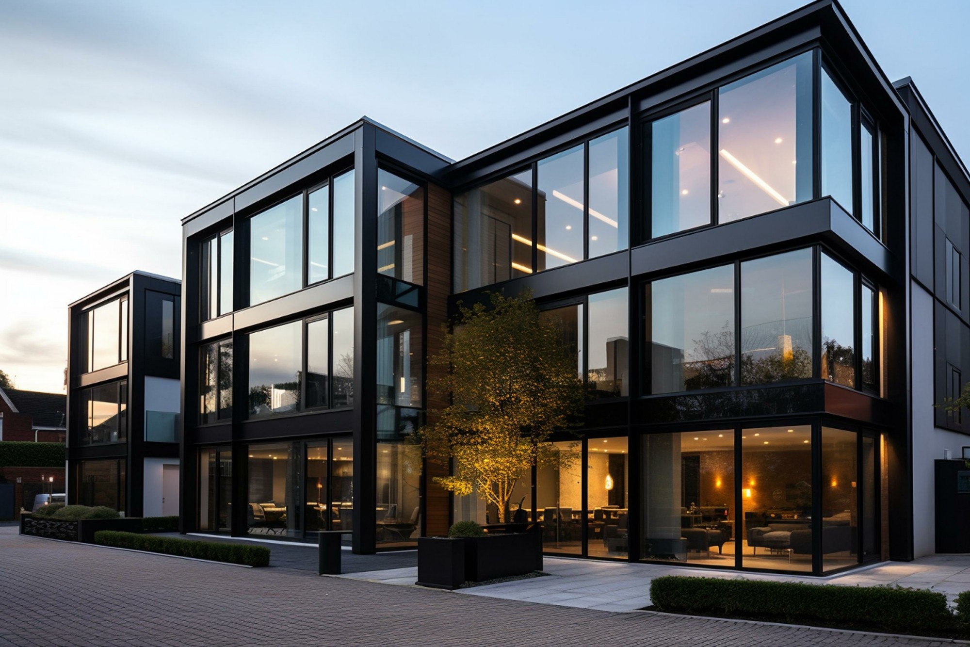 warm aluminum windows in anthracite color