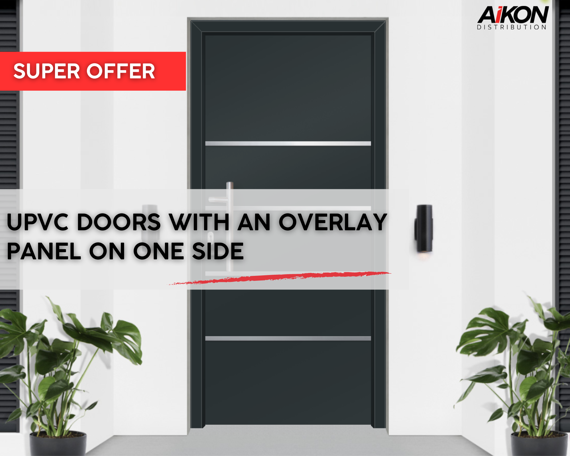 1-sided overlay panel on uPVC entrance door