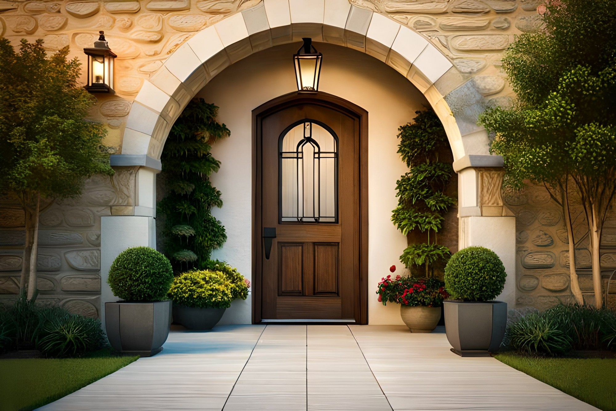 Arched entry doors