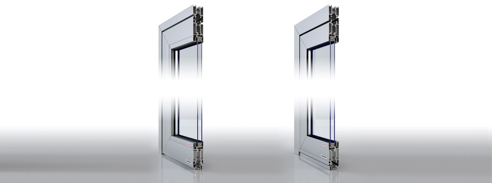 Aluminum door with single or double glass panes
