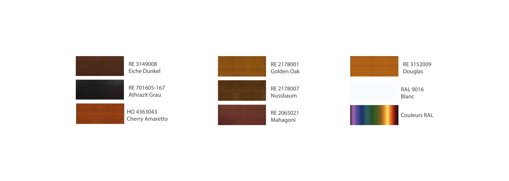 Different colours of upvc door panels