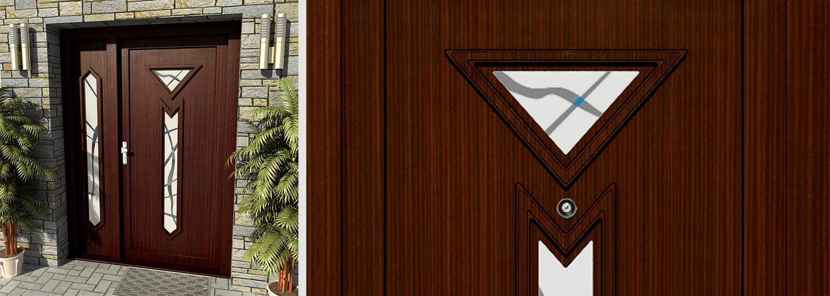 Composite Door with glass panels